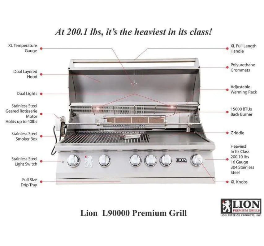 Lion Premium Grills L90000 40-Inch Stainless Steel Built-In Natural Gas Grill